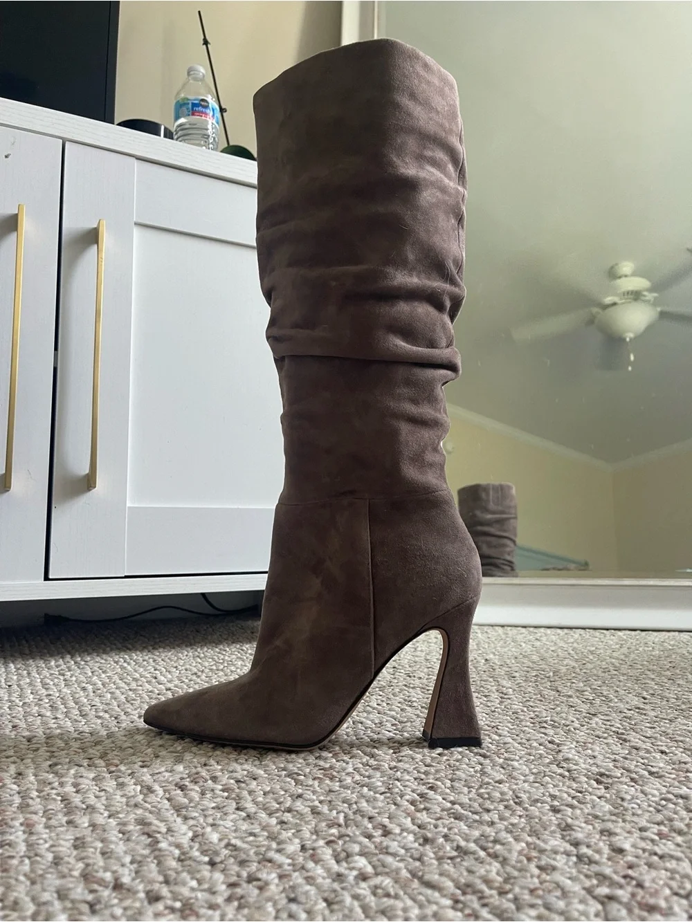 Vince Camuto Alinkay Taupe Brown Suede Knee High Slouch Boots NEW 6.5 HTF